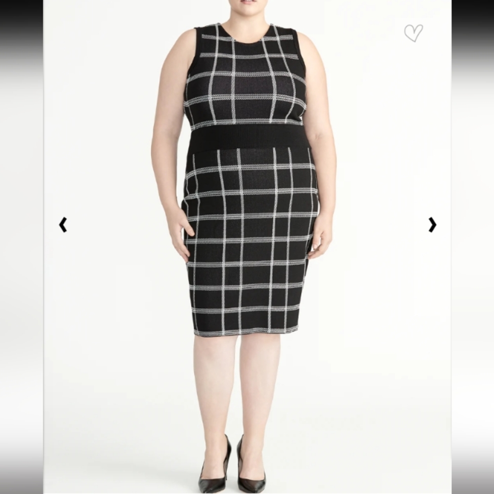 RACHEL ROY Collection Dress Womens Plus Size 2X Plaid Black & White Stretch